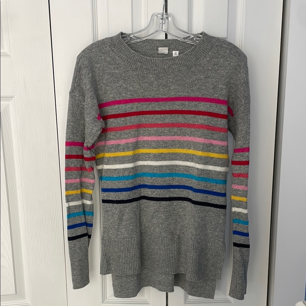 Like-New XS RainbowStriped Gray Sweater